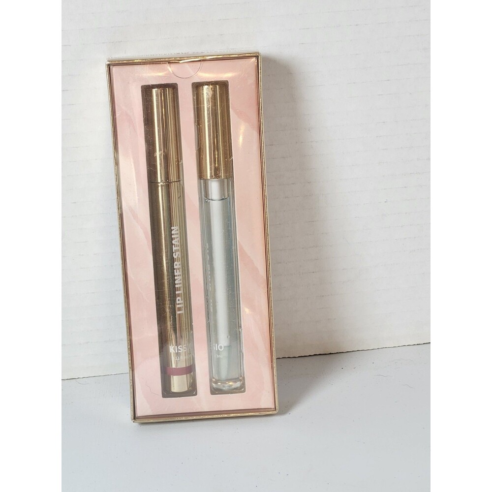 KISSIO Lip Liner Stain & Lip Care Oil Set 2pc Long Lasting Waterproof Coral Red